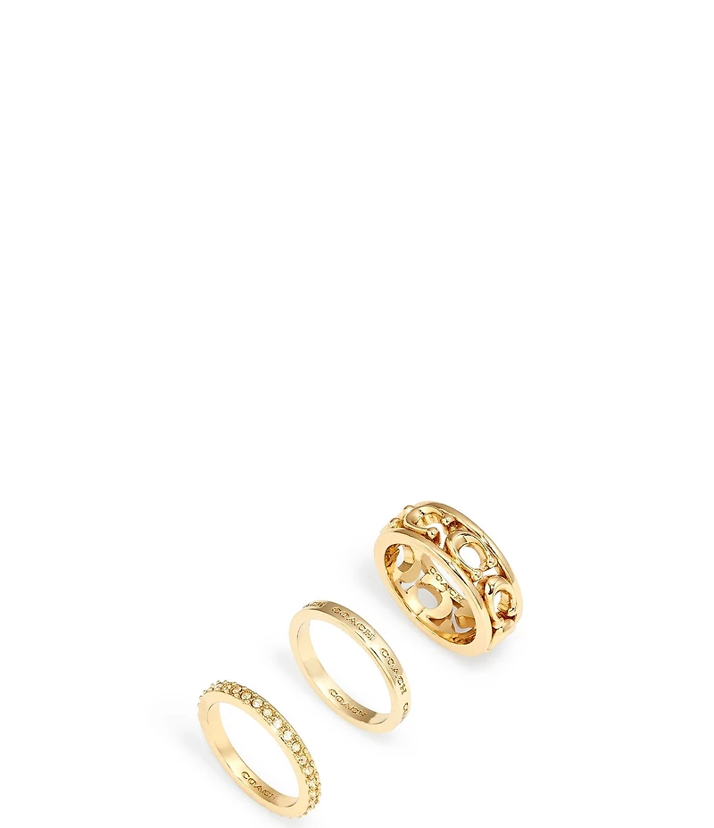 COACH Signature Openwork Band Ring Set