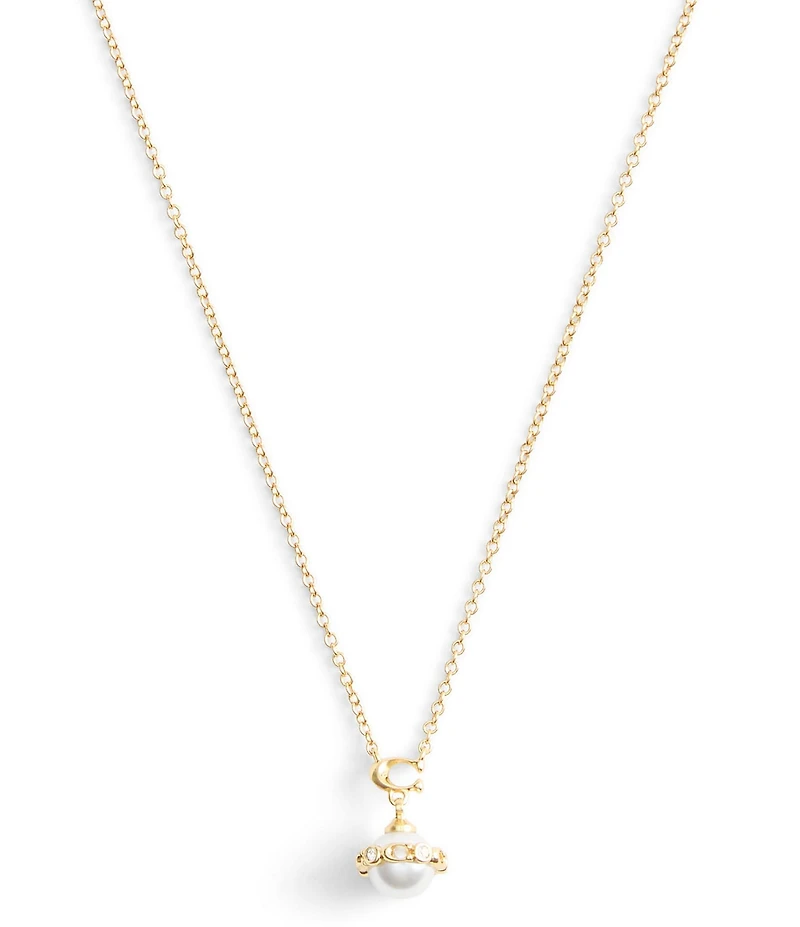 COACH Signature Pearl Orb Short Pendant Necklace