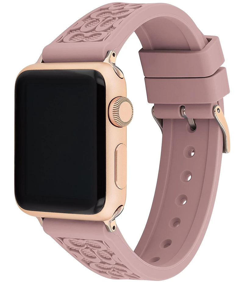 COACH Women's Signature Rose Gold Buckle Pink 38/40mm Bands for Apple Watch®