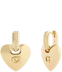 COACH Signature Puffy Heart Charm Drop Earrings