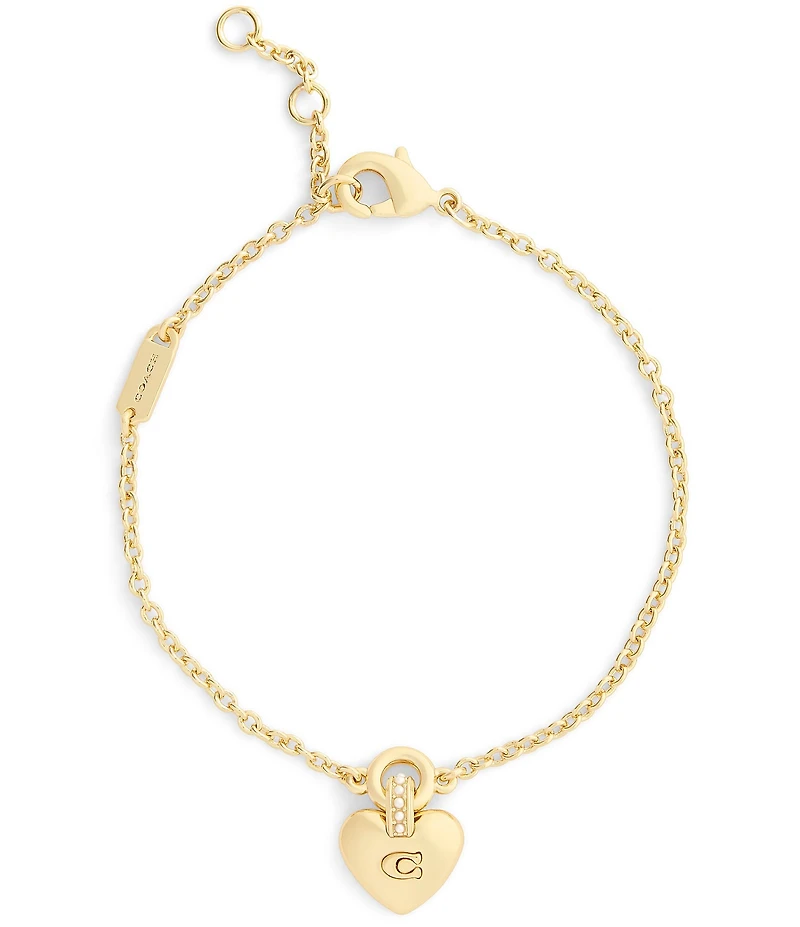 COACH Signature Puffy Heart Charm Line Bracelet