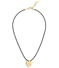 COACH Signature Puffy Heart Leather Short Pendant Necklace
