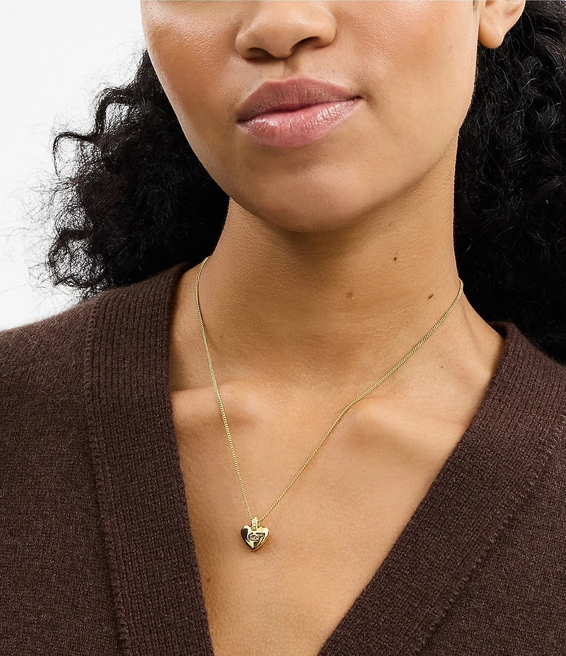 COACH Signature Puffy Heart Short Pendant Necklace