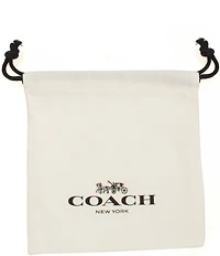 COACH Signature Logo Quilted Crystal Heart Huggie Hoop Drop Earrings