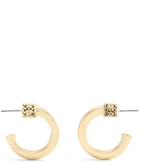 COACH Signature Quilted Cube Chubby Hoop Earrings