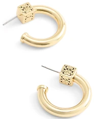 COACH Signature Quilted Cube Chubby Hoop Earrings