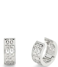 COACH Signature Quilted Cut Out Huggie Hoop Earrings