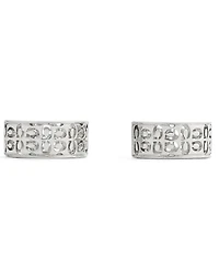 COACH Signature Quilted Cut Out Huggie Hoop Earrings