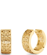 COACH Signature Quilted Cut Out Huggie Hoop Earrings