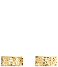 COACH Signature Quilted Cut Out Huggie Hoop Earrings