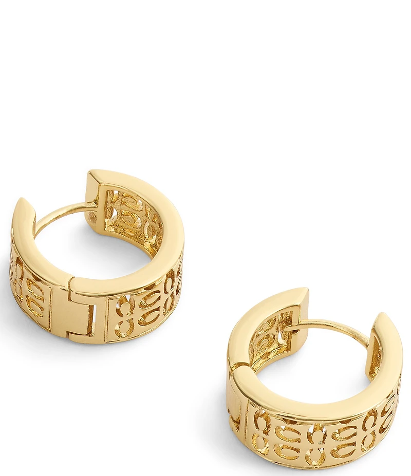 COACH Signature Quilted Cut Out Huggie Hoop Earrings