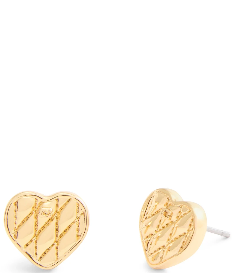 COACH Signature Quilted Heart Bag Stud Earrings