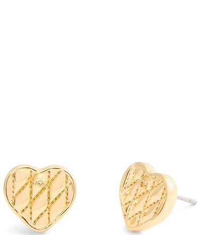 COACH Signature Quilted Heart Bag Stud Earrings