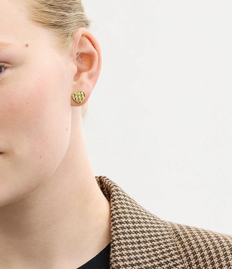COACH Signature Quilted Heart Bag Stud Earrings