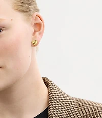 COACH Signature Quilted Heart Bag Stud Earrings