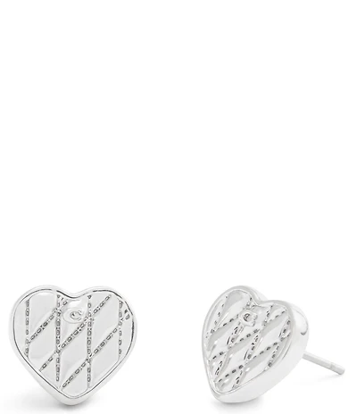 COACH Signature Quilted Heart Bag Stud Earrings