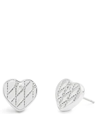COACH Signature Quilted Heart Bag Stud Earrings