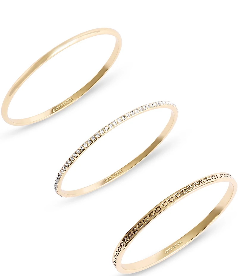 COACH Signature Quilted Heart Bangle Bracelet Set