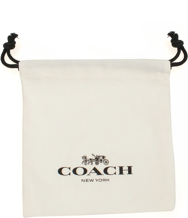 COACH Signature Quilted Heart Crystal Linear Front Back Earrings