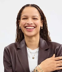 COACH Signature Logo Quilted Heart Crystal Pendant Necklace