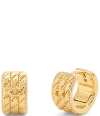 COACH Signature Quilted Heart Huggie Hoop Earrings
