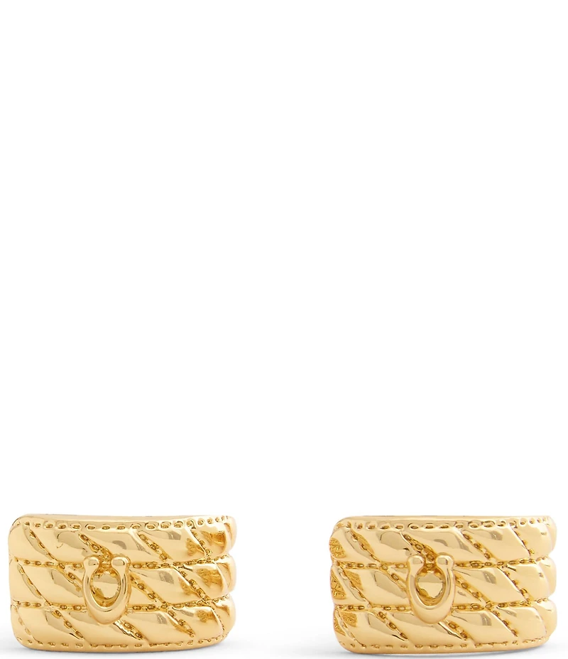 COACH Signature Quilted Heart Huggie Hoop Earrings