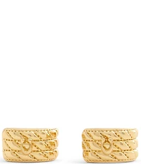 COACH Signature Quilted Heart Huggie Hoop Earrings