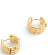 COACH Signature Quilted Heart Huggie Hoop Earrings