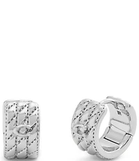 COACH Signature Quilted Heart Huggie Hoop Earrings