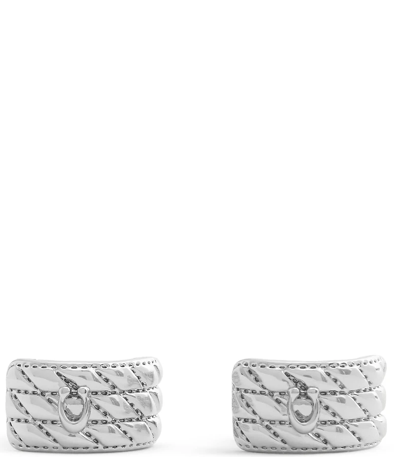 COACH Signature Quilted Heart Huggie Hoop Earrings