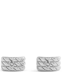 COACH Signature Quilted Heart Huggie Hoop Earrings