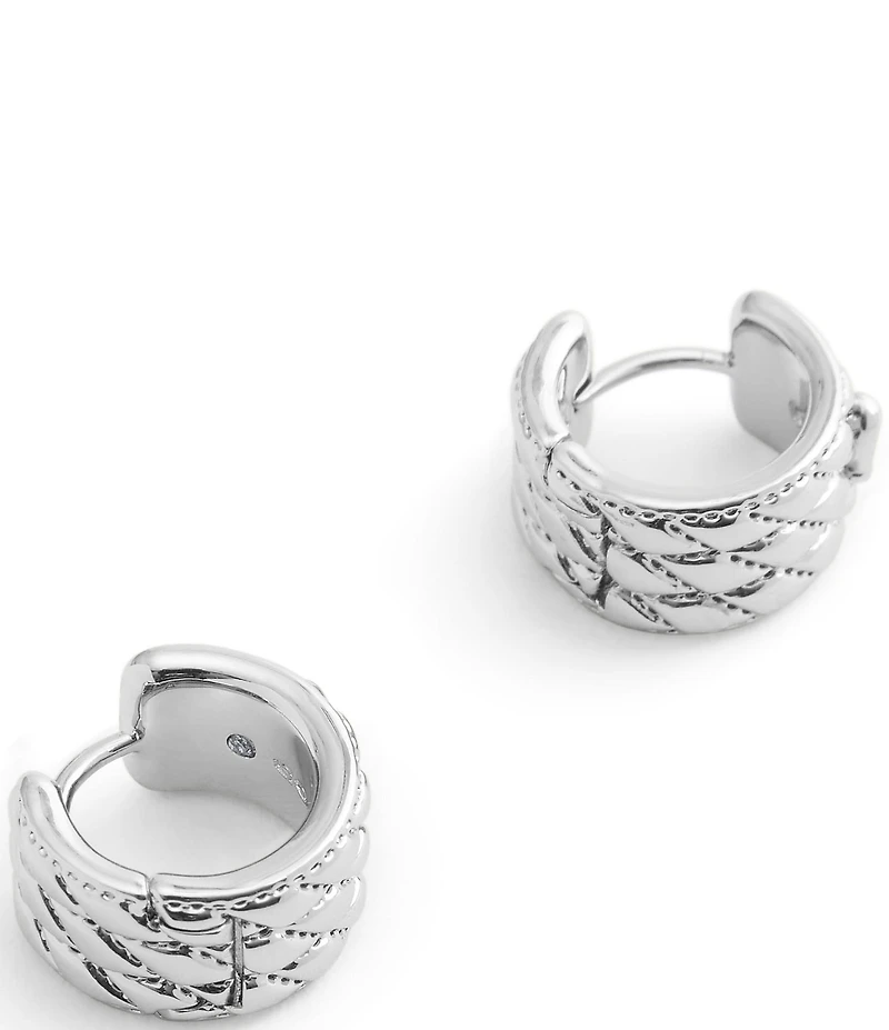 COACH Signature Quilted Heart Huggie Hoop Earrings