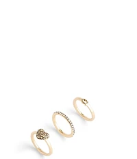 COACH Signature Logo Quilted Crystal Heart Ring Set