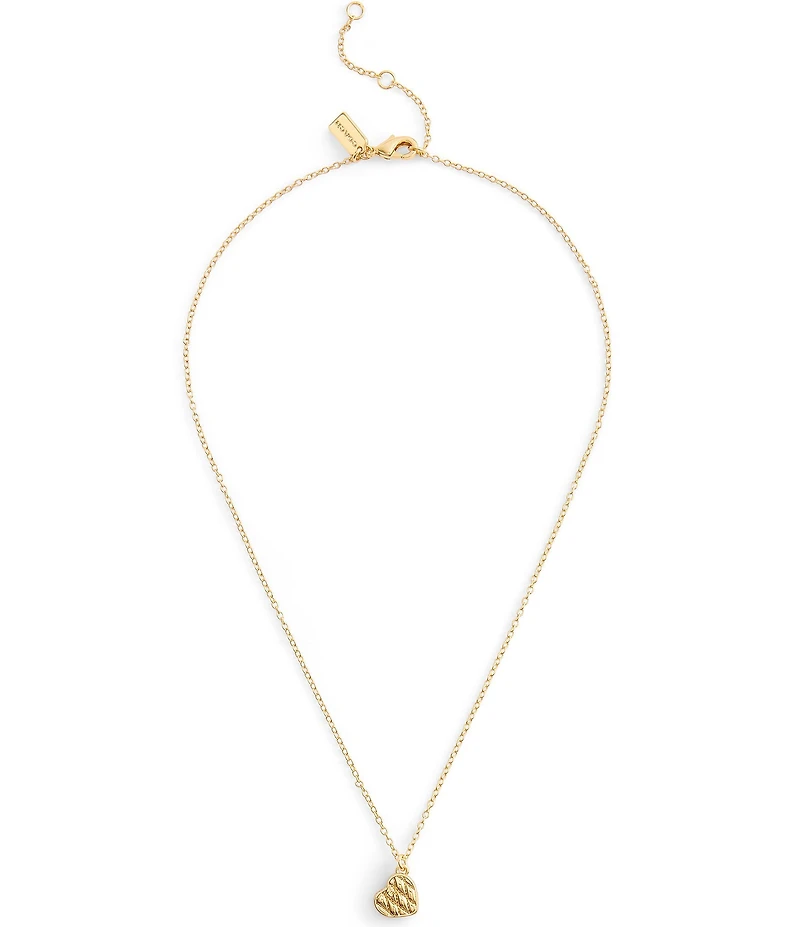 COACH Signature Quilted Heart Short Pendant Necklace