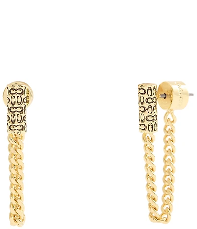 COACH Signature Quilted Tube Chain Front Back Earrings