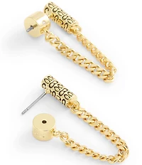 COACH Signature Quilted Tube Chain Front Back Earrings