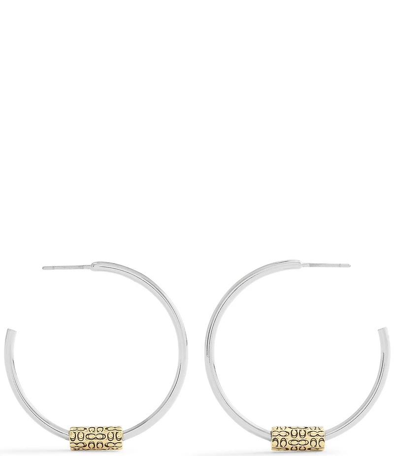 COACH Signature Quilted Tube Hoop Earrings