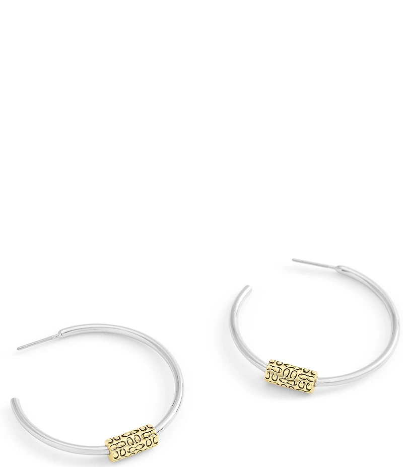 COACH Signature Quilted Tube Hoop Earrings