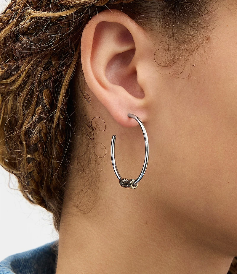 COACH Signature Quilted Tube Hoop Earrings