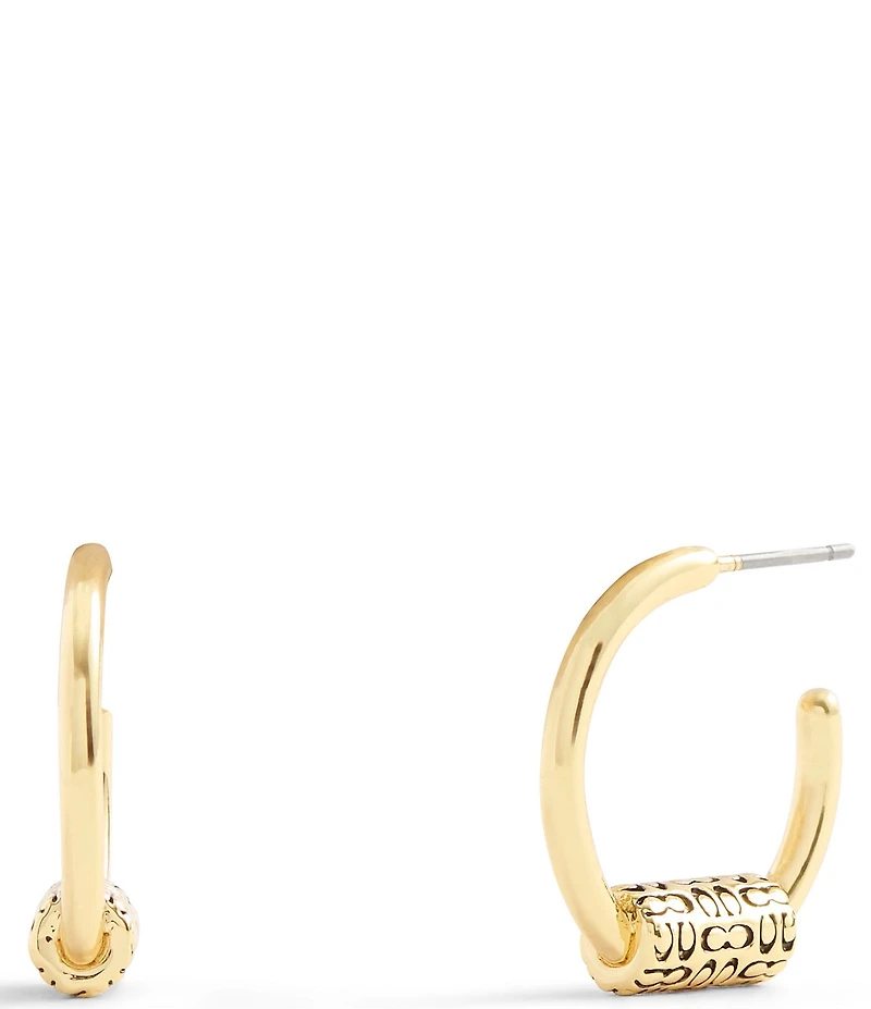 COACH Signature Quilted Tube Huggie Hoop Earrings