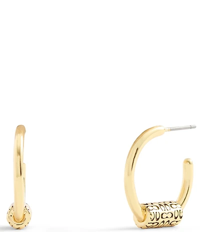 COACH Signature Quilted Tube Huggie Hoop Earrings