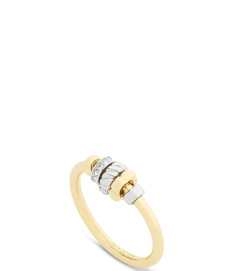 COACH Signature Rondelle Charm Two Tone Band Ring