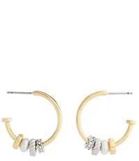 COACH Signature Rondelle Two Tone Charm Hoop Earrings