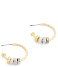 COACH Signature Rondelle Two Tone Charm Hoop Earrings