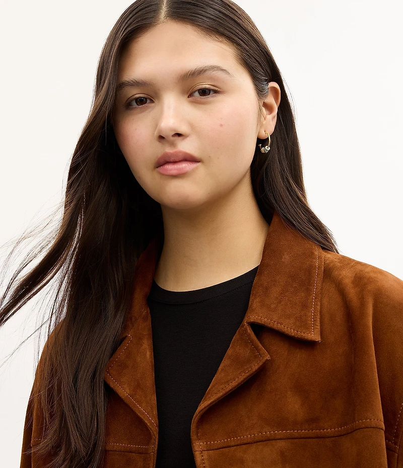 COACH Signature Rondelle Two Tone Charm Hoop Earrings