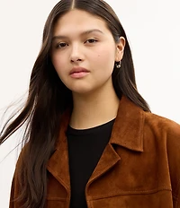 COACH Signature Rondelle Two Tone Charm Hoop Earrings