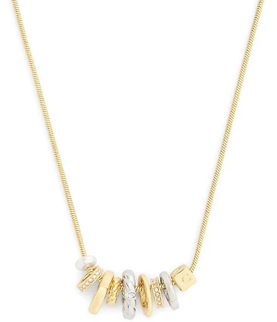 COACH Signature Rondelle Two Tone Charm Short Pendant Necklace