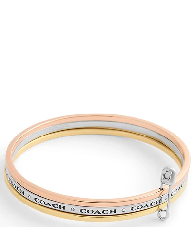 COACH Signature Safety Pin Bangle Bracelet Set
