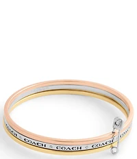 COACH Signature Safety Pin Bangle Bracelet Set