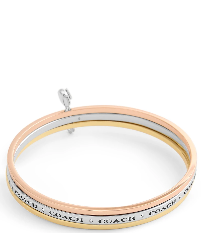 COACH Signature Safety Pin Bangle Bracelet Set